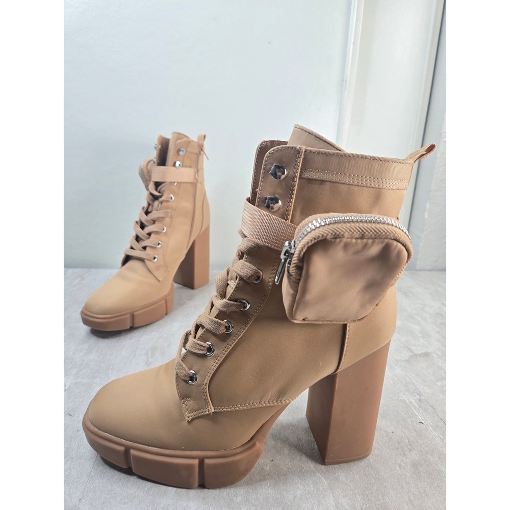 Steve Madden Combat Boots 10 Tan Platform Lug Sole Utility Combat Grunge Booties